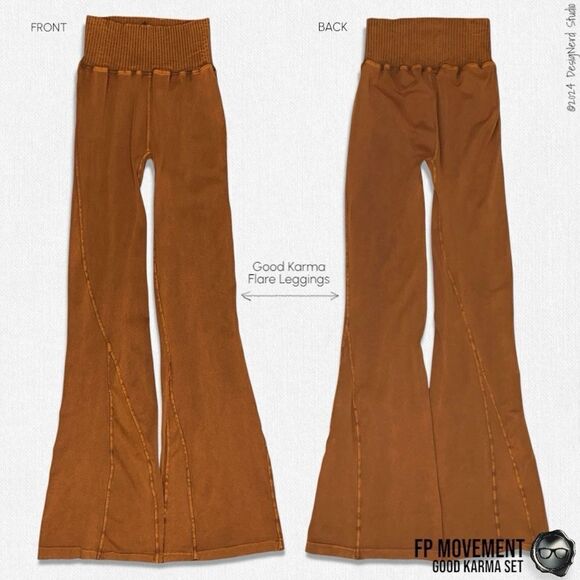 FP MOVEMENT GOOD KARMA SET BLACK SQUARE NECK BRA + TOASTED COCONUT FLARE LEGGING - Picture 6 of 15